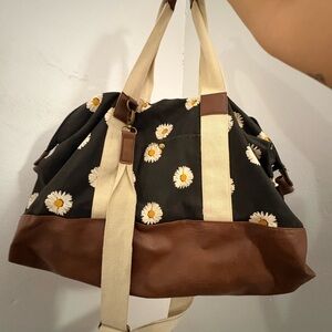 Floral Black and Brown Travel Bag